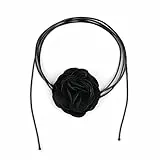 Elegante Blumen Choker Halskette - Gothic Stoff Halsband für Frauen und Mädchen - Hochzeit, Party, Geburtstag, Weihnachten (Schwarz)