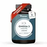 Omega 3 Wildfischöl 2000mg - 1000mg EPA, 500mg DHA, 60 Omega 3 Kapseln hochdosiert - Herz- & Gehirnfunktion, Sehkraft - 2 Monate - Vitavea