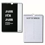 homent Geburtstagskalender A5 zum Eintragen von Geburtstagen & Jahrestagen, Immerwährender & Jahresunabhängiger Wandkalender im Schwarz-Weiß Design
