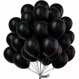 PartyWoo Luftballons Schwarz, 50 Stück 12 Zoll Ballons Schwarz, Schwarze Luftballons für Ballongirlande oder Ballonbogen als Partydeko, Geburtstagsdeko, Hochzeitsdeko, Babypartydeko, Schwarz-Y18