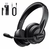 syndesmos Headset mit Mikrofon Bluetooth, Verstellbares Kopfband Headset PC, Unterstützt 2,4 G/Bluetooth V5.3/Kabelgebundene Verbindung, für Telefon, Tablette, CallCenter, Büro, Treffen, Geschäft