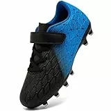 DimaiGlobal Kinder Fußballschuhe mit Stollen Jungen Mädchen Hallen Fußballschuhe Kunstrasen Kickschuhe Futsal Schuhe Fussballschuhe Stollenschuhe Professionelle Trainingsschuhe 31EU Schwarz/Blau