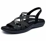 Skechers Damen Reggae Slim Simply Stretch Sandale, Blk, 40 EU