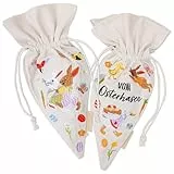 Papierdrachen 2 Geschenkbeutel Osterhasenwelt - Geschenkverpackung - mit Bestickung - Ostern - robust - Osternest - Tasche zum Dekorieren und Befüllen