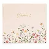 Gästebuch Geburtstag Blanko mit 40 Schöne Aufkleber und 48 Doppelseiten Premium Dickem Papier,Größe 21x23cm Guest Book,Hochzeitsgästebuch für Hochzeiten Geburtstage Polterabend Taufe Ferienwohnung