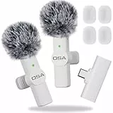 OSA USB-C Wireless Lavalier Mikrofon für iPhone 15 Serie/Android/Type-C Smartphone Laptop, Kabelloses Mikrofon für Videoaufnahmen, Live Streaming, TikTok, Vlog, YouTube - Weiß