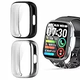 Blueshaweu Schutzhülle Kompatibel mit Poounur Smartwatch 1.95' T80, Flexibles TPU Vollschutz mit schutzfolie Kratzfest Hülle Für Poounur T80/Cillso T80/Puqo T80 Smartwatch (schwarz+Silber)