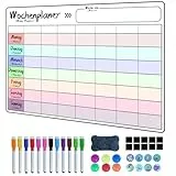 Prelisee Whiteboard Wochenplaner Magnetisch Abwischbar 42×30cm Kann Als Essensplaner Woche,To Do Liste,Haushaltsplaner,Einkaufsliste, Kinder Wochenplaner Abwischbar für Kühlschrank