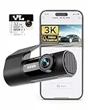 KAWA 3K Dashcam Auto Vorne mit 32GB SD-Karte, Sprachsteuerung, WLAN & App, 24/7 Parkmodus, G-Sensor, Nachtsicht, Loop Recording, Dash Camera für LKW, Transporter, SUV, Van - Schwarz