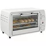 HOMCOM Mini Backofen 10 L 750W 100-230℃ 60 Min. Timer mit Backblech, Grillrost und Herausnehmbarer Bodenschale, Pizza-Ofen Cremeweiß