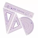 Legami - Geometrie Set, Set mit 15 cm Lineal, 10 cm 60° Quadrat, 180° Winkelmesser für die Schule, inkl. Koffer, flexibles Material, Kitty-Motiv
