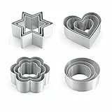 Ausstechformen Herz Set-12 Stück-Stern,Blüten,Herz,Kreis, Groß and Mini Plätzchen Ausstecher Linzer Ausstechformen für DIY, Backen