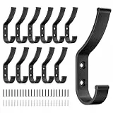 Optish 12 Stück Kleiderhaken Wand, Garderobenhaken Schwarz Kleiderhaken zum Schrauben für Akustikpaneele, Eingangsbereich, Schlafzimmer, Küche für Jacken, Hüte, Schals und Handtaschen