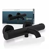 Schütte 33196 Badewannenarmatur Los Angeles mit Thermostat, Wannenarmatur Wannenthermostat mit Verbrühschutz bei 38℃, Mischbatterie Wasserhahn Armatur für Badewanne, Schwarz