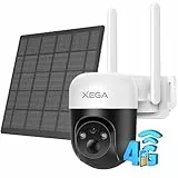 Xega 4G LTE Überwachungskamera Solar Akku mit SIM Karte, 2K 3MP Kabellos Außen PTZ IP Kamera Outdoor Ohne WLAN, Farb-Nachtsicht 355°/90° Schwenkbar PIR Erkennung Farb-Nachtsicht 2-Wege-Audio IP66