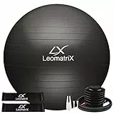 LeomatriX Gymnastikball Sitzball ca. 55cm mit 2 Fitnessbändern & Pumpe | Ergonomisch, klein und Robust | für Büro, Yoga, Fitness, Pilates, Pezziball-Übungen | Gymnastik in der Schwangerschaft