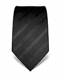 Vincenzo Boretti Herren Krawatte reine Seide Ton in Ton gestreift edel Männer-Design zum Hemd mit Anzug für Business Hochzeit 8 cm schmal/breit schwarz