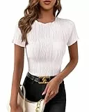 GLEENOD T-Shirt Damen Rundhalsausschnitt und kurzen Ärmeln für den Sommer Y2K Modernes Oberteil