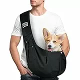 Adiwo Hundetragetasche Welpen, Wendbarer Transporttasche für Hunde und andere Haustiere bis 7.5 kg, Tragetuch Hund Sicherer Tragegurt für Kleine Hunde, Unverstellbare Schulterriemen, Schwarz