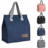 Yikki Lunch Bag for Women Men Kids, Mini Kühltasche, Klein Lunchtasche, Faltbare Kühltasche Klein, Lunchbag Kinder, Isoliertasche für Arbeit, Schule, Picknick, Reisen (Cyan)