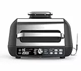 Ninja Foodi MAX PRO Grill, Plancha Flat Grill Plate & Airfryer, 3,8LHeißluftfritteuse, Air Fryer mit digitalem Temperaturfühler, spülmaschinenfeste Teile, 7-in-1, Silber/Schwarz AG651EU