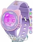 Juboos Kinder Digitaluhren Jungen Mädchen,7 Farben LED-Licht,30M Wasserdicht, mit Alarm,Stoppuhr Outdoor Armbanduhr für Kinder 5-16 Jahre