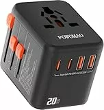 Reiseadapter weltweit,Universal Reisestecker mit 2 USB C und 2 USB A und 1 Universal AC Steckdose,Internationaler Steckdosenadapter,All-in-One Universaladapter für EU,USA,Australien,Thailand,England