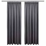 Blumtal Verdunklungsvorhänge Kräuselband 245x140 cm im 2er Set - Oeko-TEX zertifizierte Vorhänge Blickdicht - Verdunklungsvorhang - waschbare Vorhänge mit Kräuselband für Schiene in Anthrazit