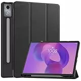 EasyAcc Hülle für Lenovo Idea Tab Pro 12.7 Zoll 2025 mit Stifthalter TB-373FU TB-375FC, Ultra Dünn mit Standfunktion Slim PU Leder Schutzhülle (Schwarz)