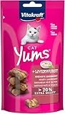Vitakraft Cat Yums, Katzen Leckerli, weicher Katzensnack gefüllt mit Leberwurst, im wiederverschließbaren Beutel, ohne Zusatz von Zucker (1x 40g)