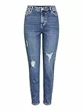 PIECES Damen Pckesia Mom Hw ANK Dest Mb235 Noos Bc Freizeithose, Medium Blue Denim, L EU