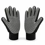 Generisch Haustierpflege-Handschuhe 1 Paar Fellpflegehandschuh Tierhaarentferner 5-Finger Massagehandschuh, für Hunde & Katzen (Langhaar/Kurzhaar), auch fürs Baden, waschbar (grau)