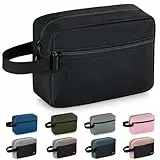 Elviros Reise-Kulturtasche für Herren und Damen, leichte Kosmetiktasche zum Aufhängen, Kosmetiktasche mit Rasierfach, Make-up-Organizer, kleine Reisetasche, Geschenke für Männer, Schwarz