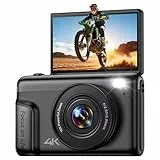4K 64MP Digitalkamera Kamera Fotokamera: 16X Digital Zoom Kompaktkamera mit 2-Zoll IPS Klappdisplay Fotoapparat - Geschenk Ab 8-18 Jahre Teenager Kids Anfänger - Mini Retro Vlog Camera
