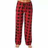 HSUAYEUD Pyjama Hose Damen Baumwoll-Lounge-Hose für Frauen Flanell-Pyjamahose mit Taschen 3XL
