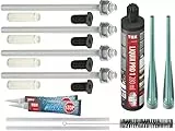 TOX Thermo Proof 12x400mm Markisenbefestigung Edelstahl A4 Set, Wärmebrückenfreie Schwerlast-Montage, WDVS Abstandsmontage mit Liquix Pro 1 und Reinigungsbürste und Dichtmittel (4x 12x400mm SET)
