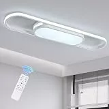 Oninio LED Deckenleuchte Moderne Deckenlampe Dimmbare Deckenleuchte mit Fernbedienung Flach 80cm Deckenleuchten für Wohnzimmer Küche Esszimmer Schlafzimmer (Weiß)