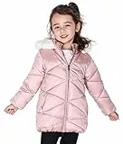 SOLOCOTE Mädchen Wintermäntel mit Kapuze Sherpa gefüttert Leichte Jacke Dick Warm Puffy Wasserdicht Winddicht Baumwolle Glänzende Jacken Rosa 9-10 Jahre