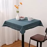 JEMIDI Tischdecke Baumwolle 80 x 80 cm - Table Cloth Oeko-Tex Zertifiziert - Leinen-Look Tischtuch - Tischdecken Quadratisch - Tisch Decke Stoff für Wohnzimmertisch - Blau
