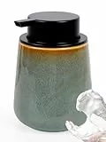 Autumnlife Seifenspender Keramik Schaumspender, 350ml Natürlichen Grün Schaumseifenspender mit Groß Pumpenkopf, Nachfüllbarer Spülmittelspender Soap Dispenser für Küche, Bad