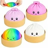 Dumpling Squishy, 4 Stück Squishy Dumpling Fidget Toys, Dumplings Stressball Anti Stress Spielzeug für Erwachsene Kinder, Cute Squishies Antistressball Squeeze Toy Stressabbau Geschenke