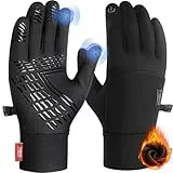 PULIOU Fahrradhandschuhe Herren Damen Winter Warme Fahrrad Handschuhe Winterhandschuhe Touchscreen Winddichte rutschfest Sporthandschuhe Laufhandschuhe Elastisch, ST01-Schwarz XL