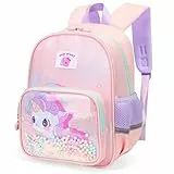 Hoseay Kinderrucksack Leicht Mädchen Rosa Einhorn Klein Rucksack Niedlich Kindergarten Kleinkind Schulranzen Wasserdicht Schulrucksack kita Vorschule Mini 8L Tagesrucksack für 2-6 Jahre