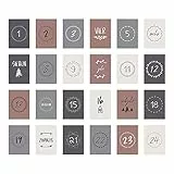 24 Adventskalender Karten | Einzelne schlichte Postkarten mit Zahlen | DIN A6 | kräfitges 300 gr Premiumpapier