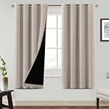 BellaHills Gardinen Blickdicht Wohnzimmer Vorhänge mit Ösen Vorhang H175xB140 cm Thermo Vorhänge Kälteschutz Blackout Curtains for Living Room, Natur