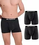 FORVEVO Merinowolle Unterwäsche Herren, Atmungsaktiv Merinowolle Unterhosen Männer, Bequeme Weiche Feuchtigkeitsregulierung Geruchsfreie Boxershorts mit Elastischen Bund 2er Pack (Dunkelgrau,Gr.L)