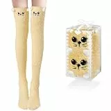 Kakveiai 1 Paar Damen Lange Socken, Kniestrümpfe, Kuschel Winter-Stricksocken, Panda Socken, Kuschel Süße warm, Einheitsgröße, für Damen und Mädchen, Bringen Sie 1 Geschenkboxen mit