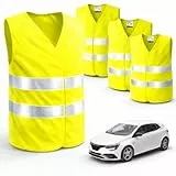 autogadget 4X Stück Warnwesten Auto gelb 2026 gemäß ISO20471 - PKW & LKW Sicherheitswesten für Sicherheit im StVO - Autozubehör