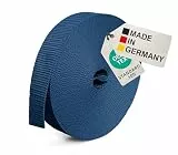 BAUHELD® 10m Universal Gurtband 25mm [Made in Germany] - Gewebe Montage-Band aus Polypropylen - Gurt zum Befestigen, Nähen oder Zubehör für Rucksack, Koffer, Steck-Schnalle, Spannriemen - Dunkelblau