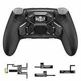 eXtremeRate Beyond Back Paddles Kit für ps5 Edge Controller, Ergonomic Gummiert Grips Rückgehäuse/4 Remap Back Buttons mit OLED-Display Upgrade Umbau Zubehör für ps5 Edge-Schwarz